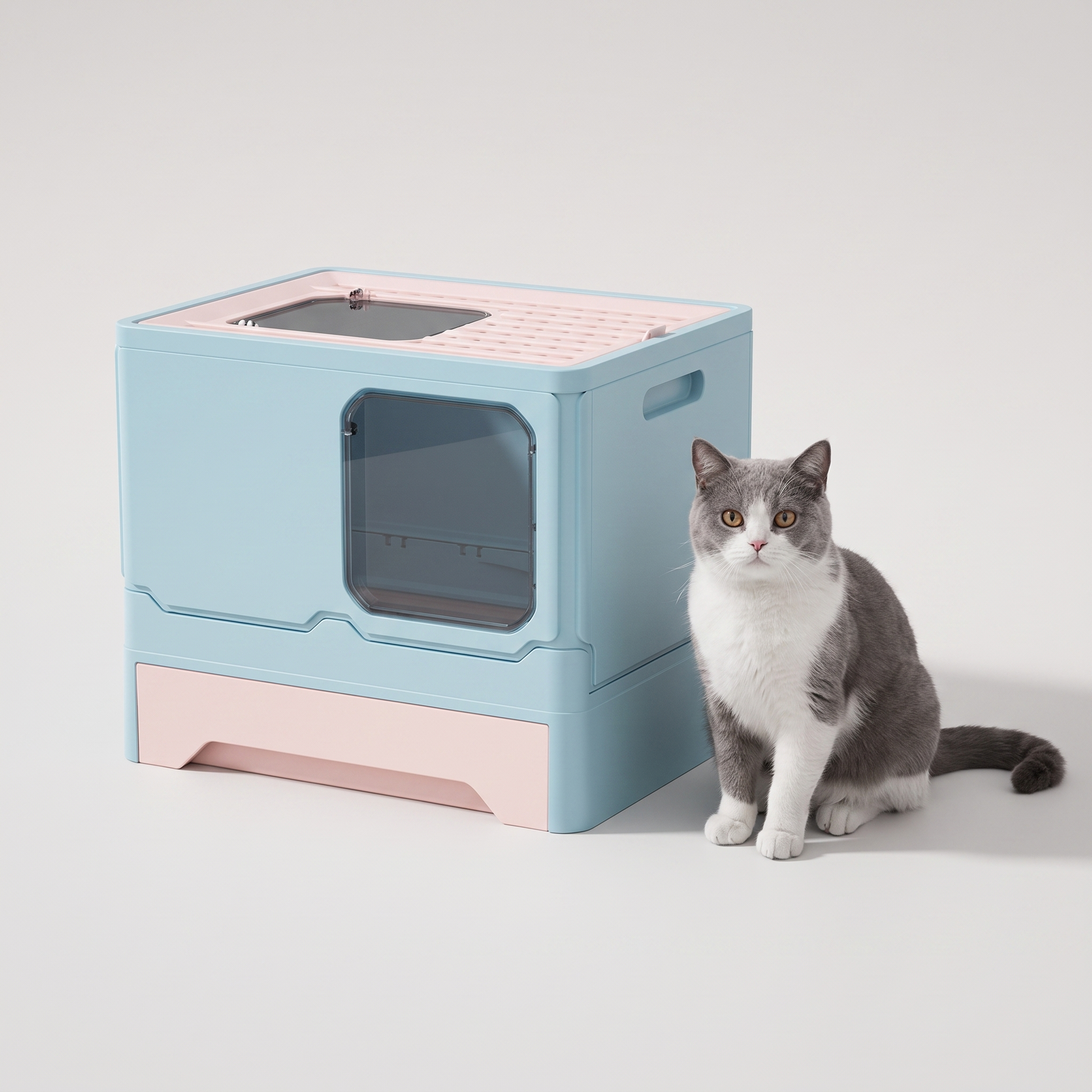 Extra-Large Cat Litter Box with a cat