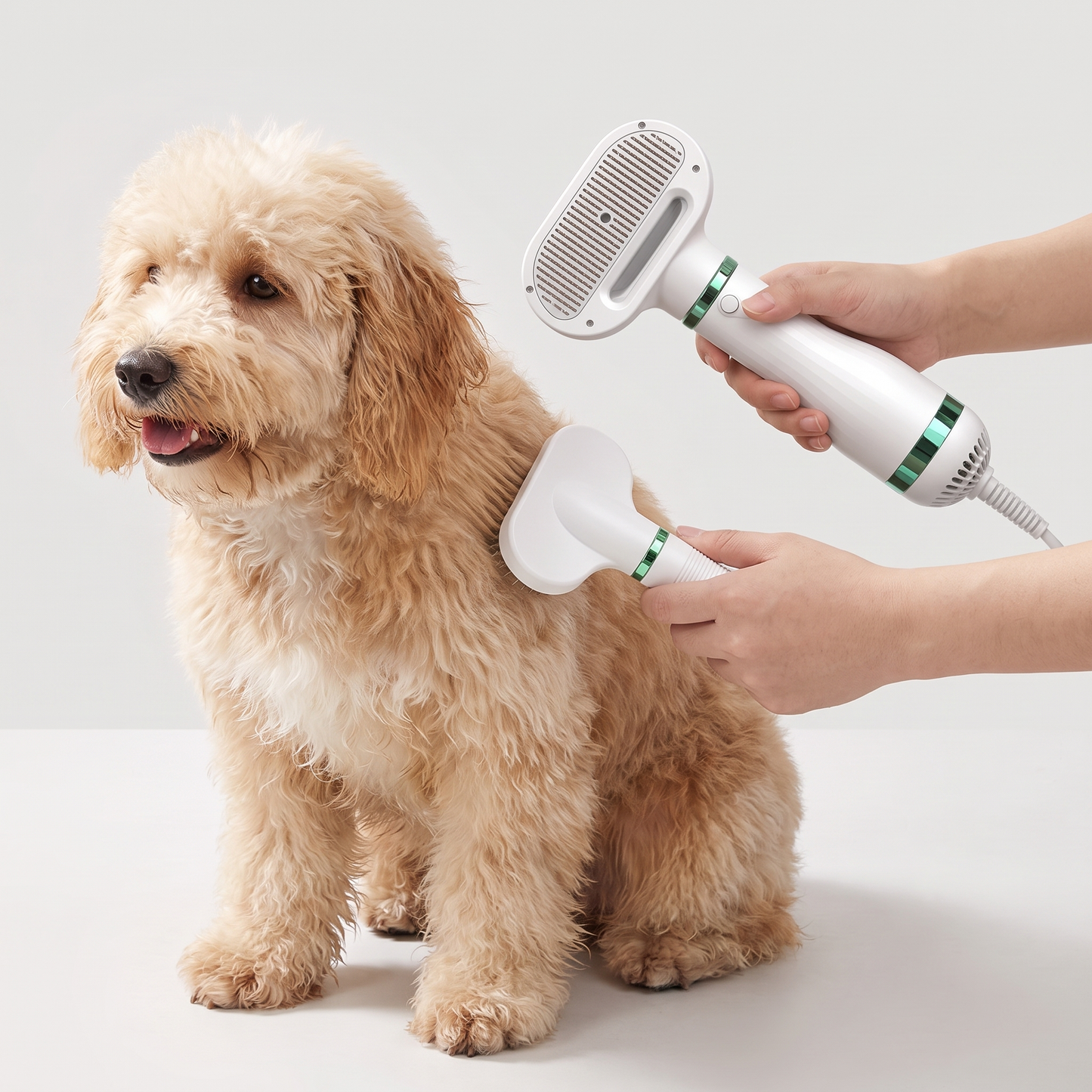 2-in-1 Pet Dryer & Comb in use