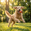 Dog playing fetch with a rubber ball in a park