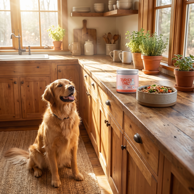 Healthy dog with pet probiotic supplement