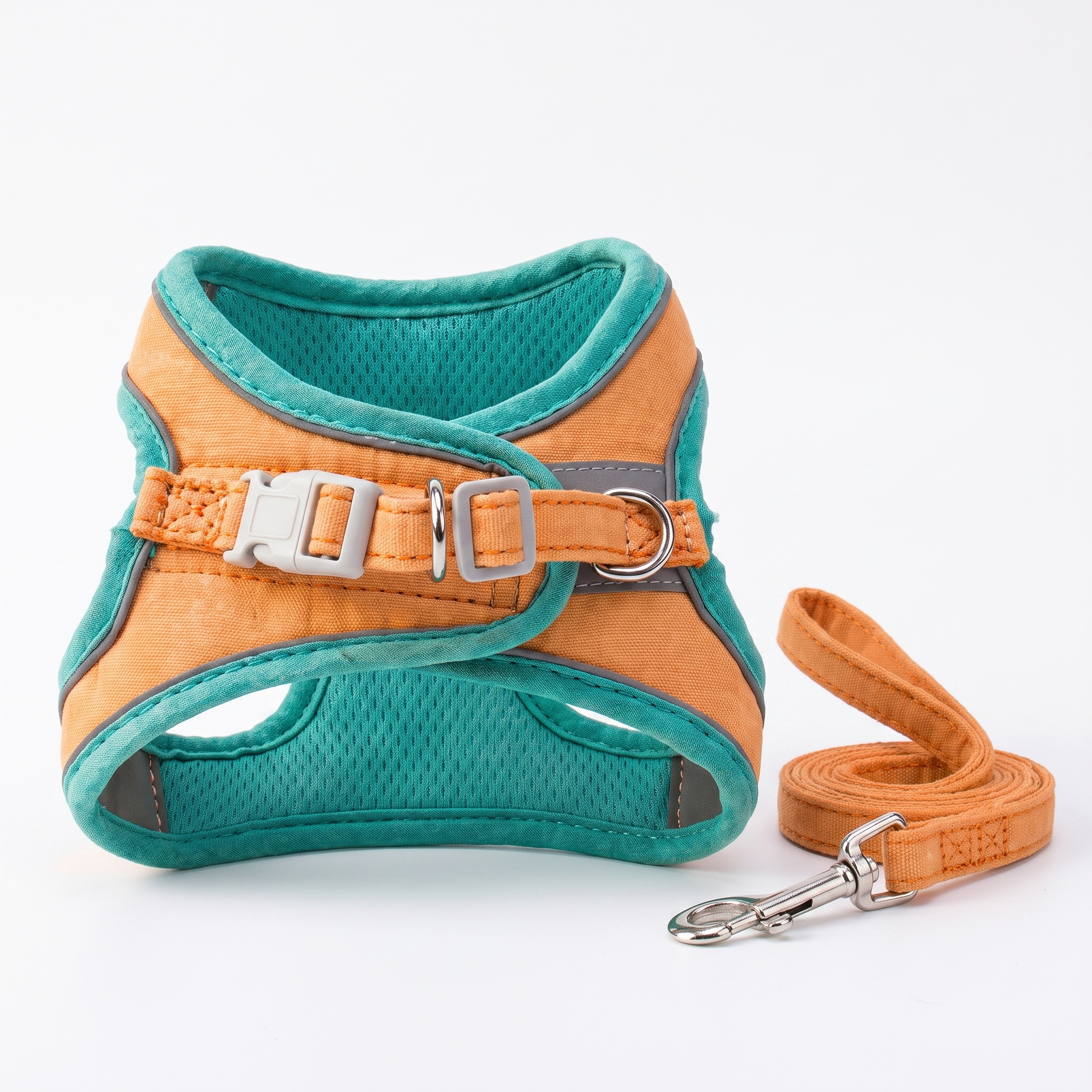 Green cat vest harness and leash set