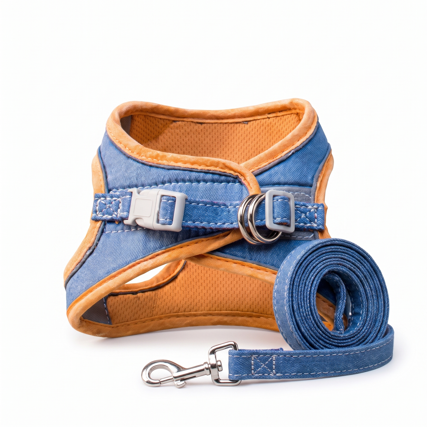 Blue cat vest harness and leash set