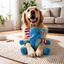 Dog playing with a plush squeaky animal toy